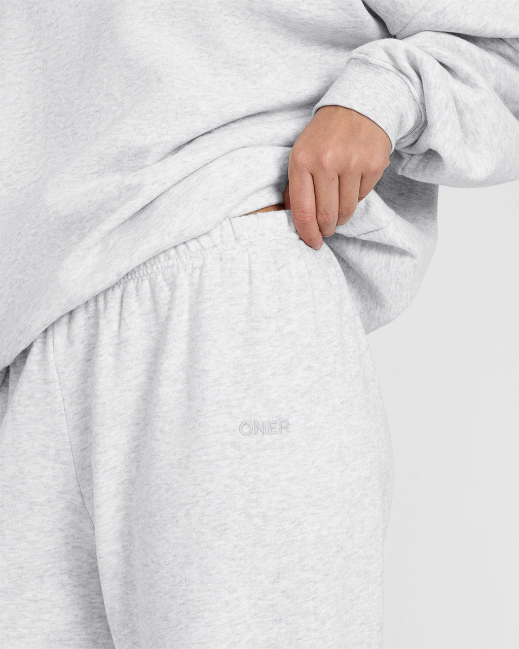 Mid Weight Joggers | Light Gray Marl