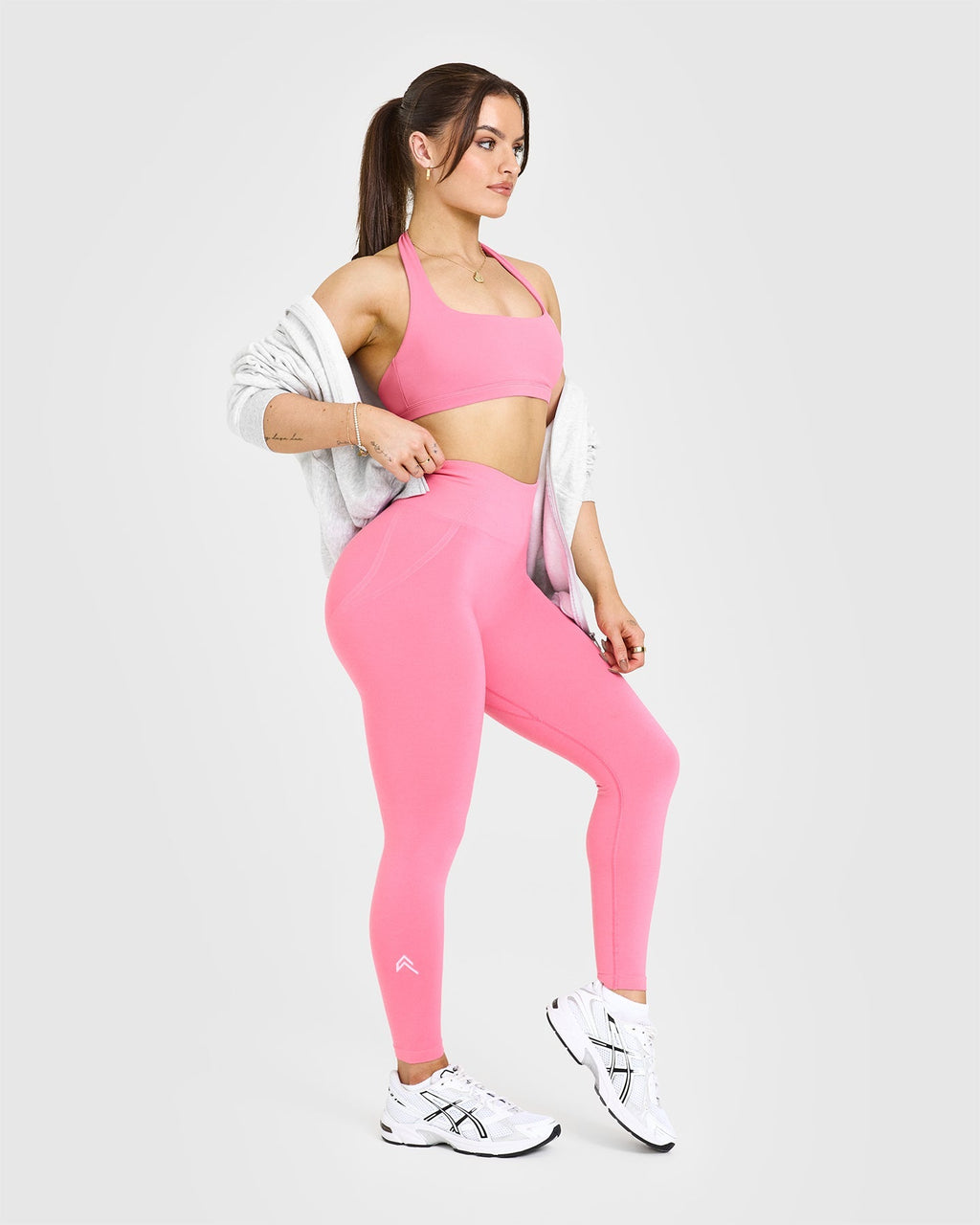 EffortlessLift™ Seamless Leggings with White Logo | Peony Pink