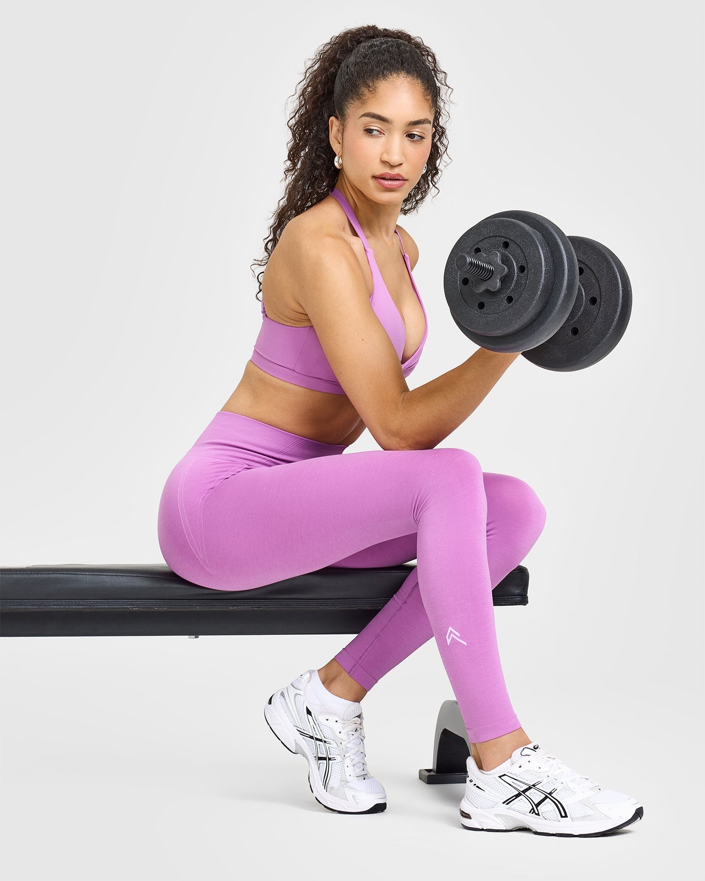 EffortlessLift™ Seamless Leggings with White Logo | Orchid Purple