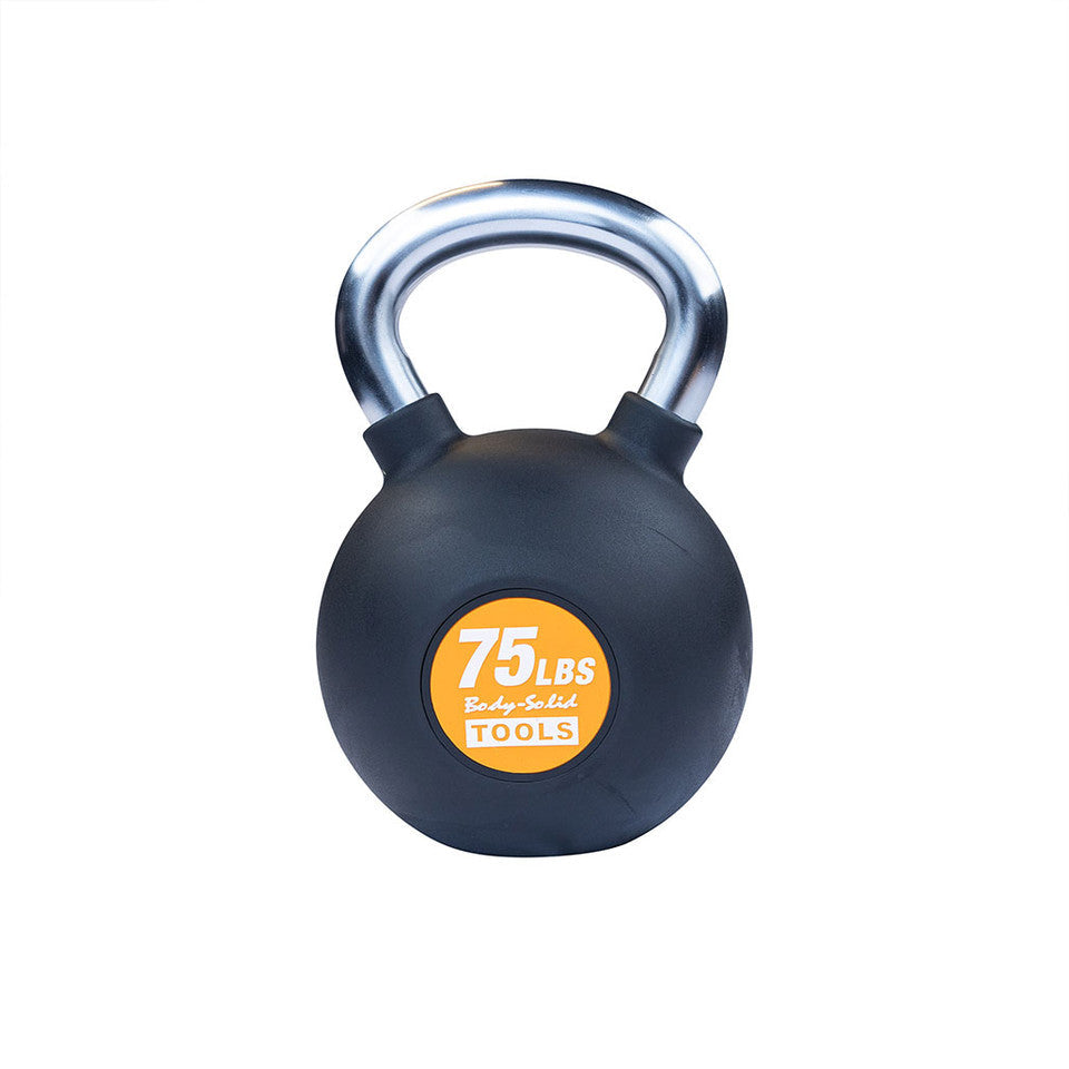 BODY SOLID 75LB Chrome, Rubber Kettlebell