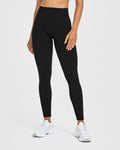 Timeless High Waisted Leggings with White Logo | Black