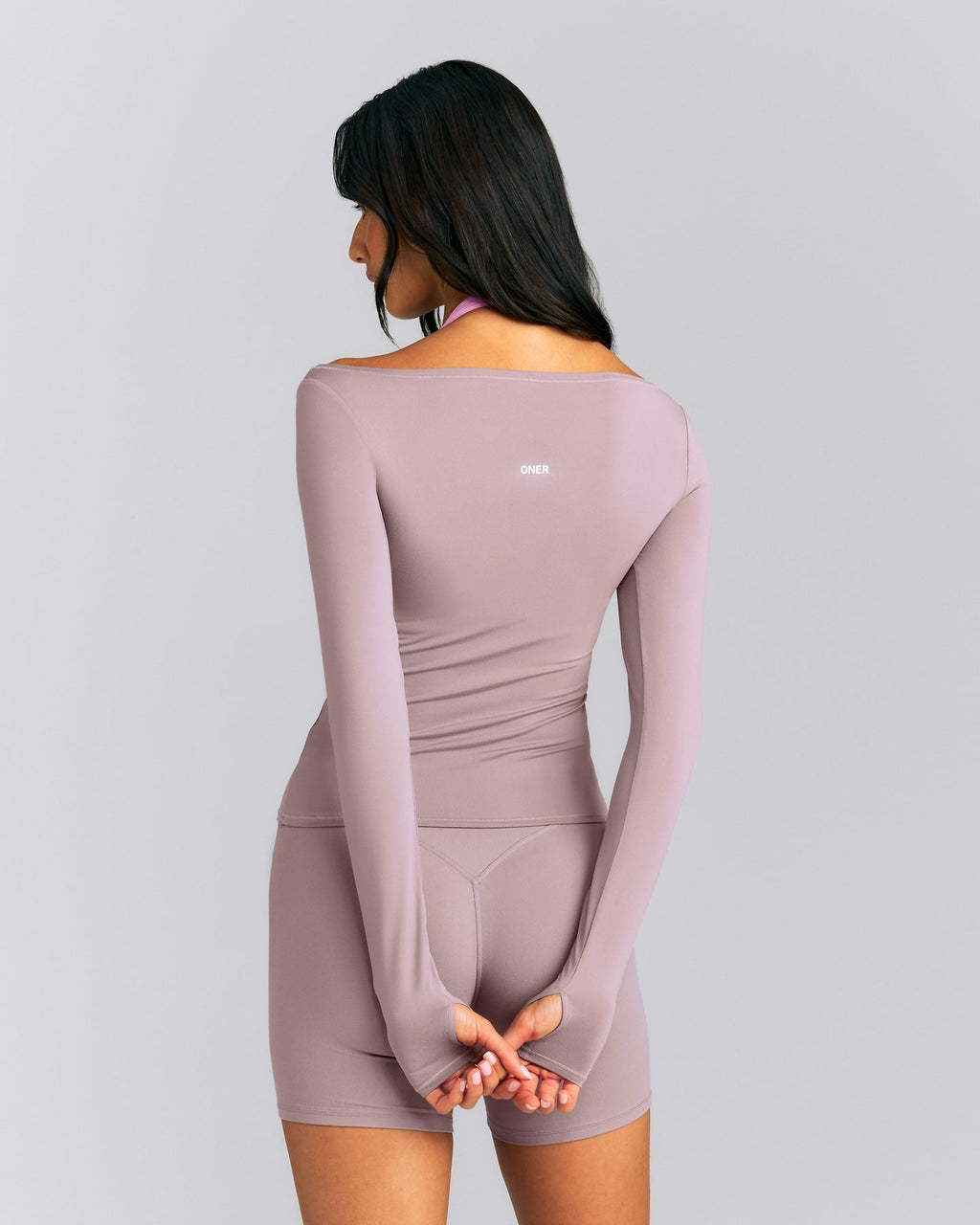 FormeSoft™ Fitted Off-The-Shoulder Long Sleeve Top | Dusty Purple