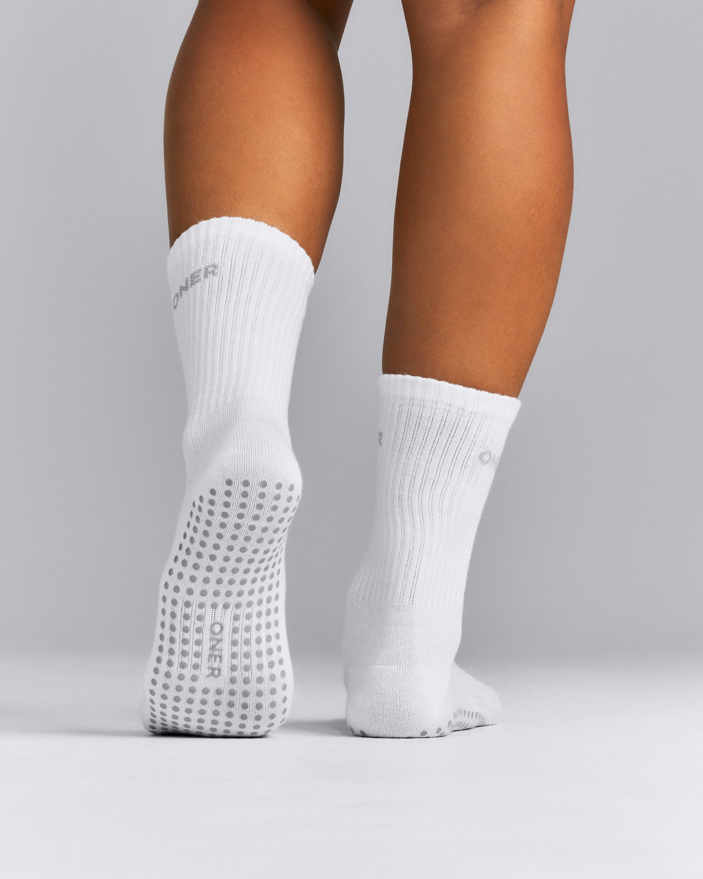 Pilates Grip Crew Socks 1 Pack | White