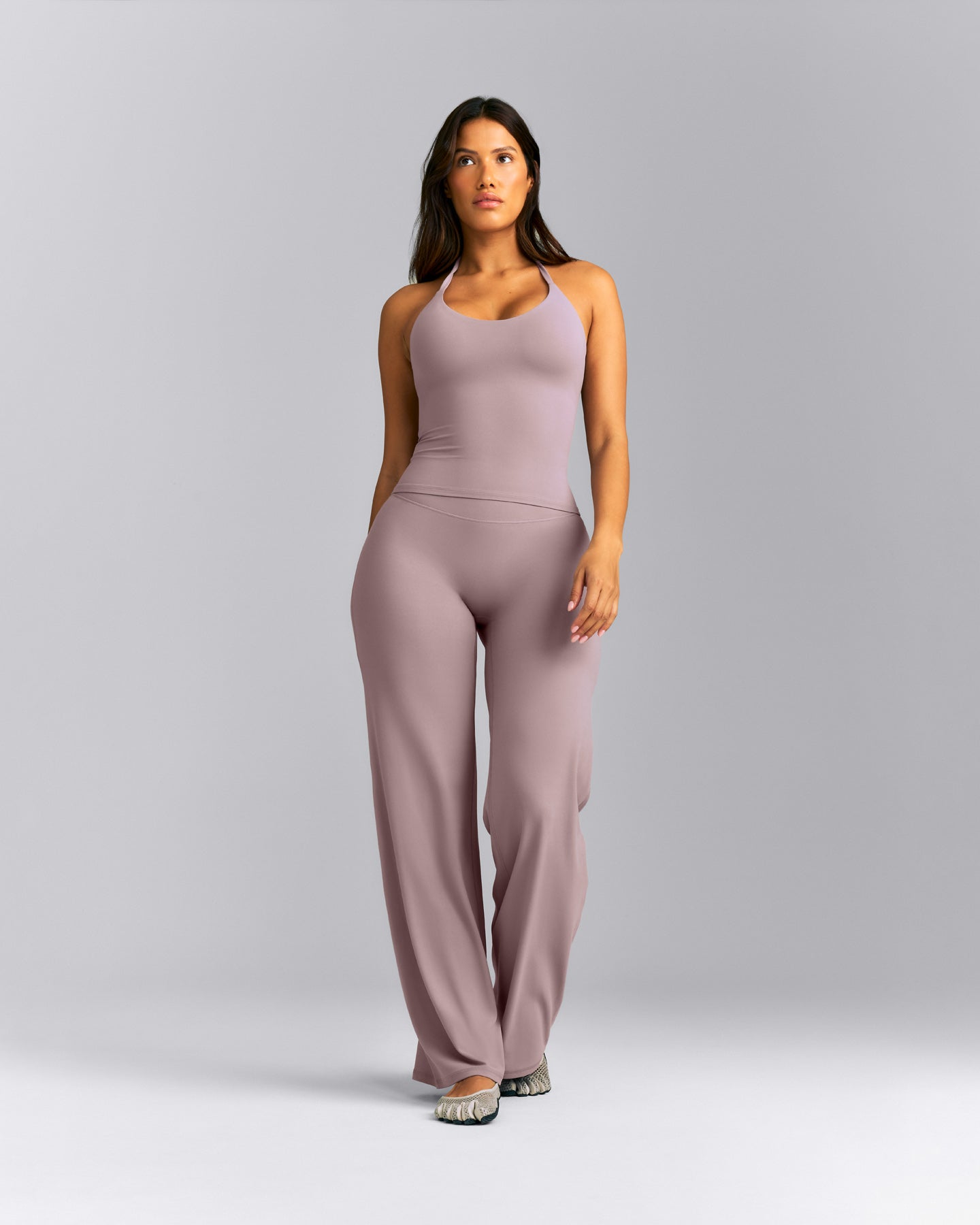 SoftMotion™ Strappy Halter Neck Tank Top with Built in Bra Shelf New Branding | Dusty Purple