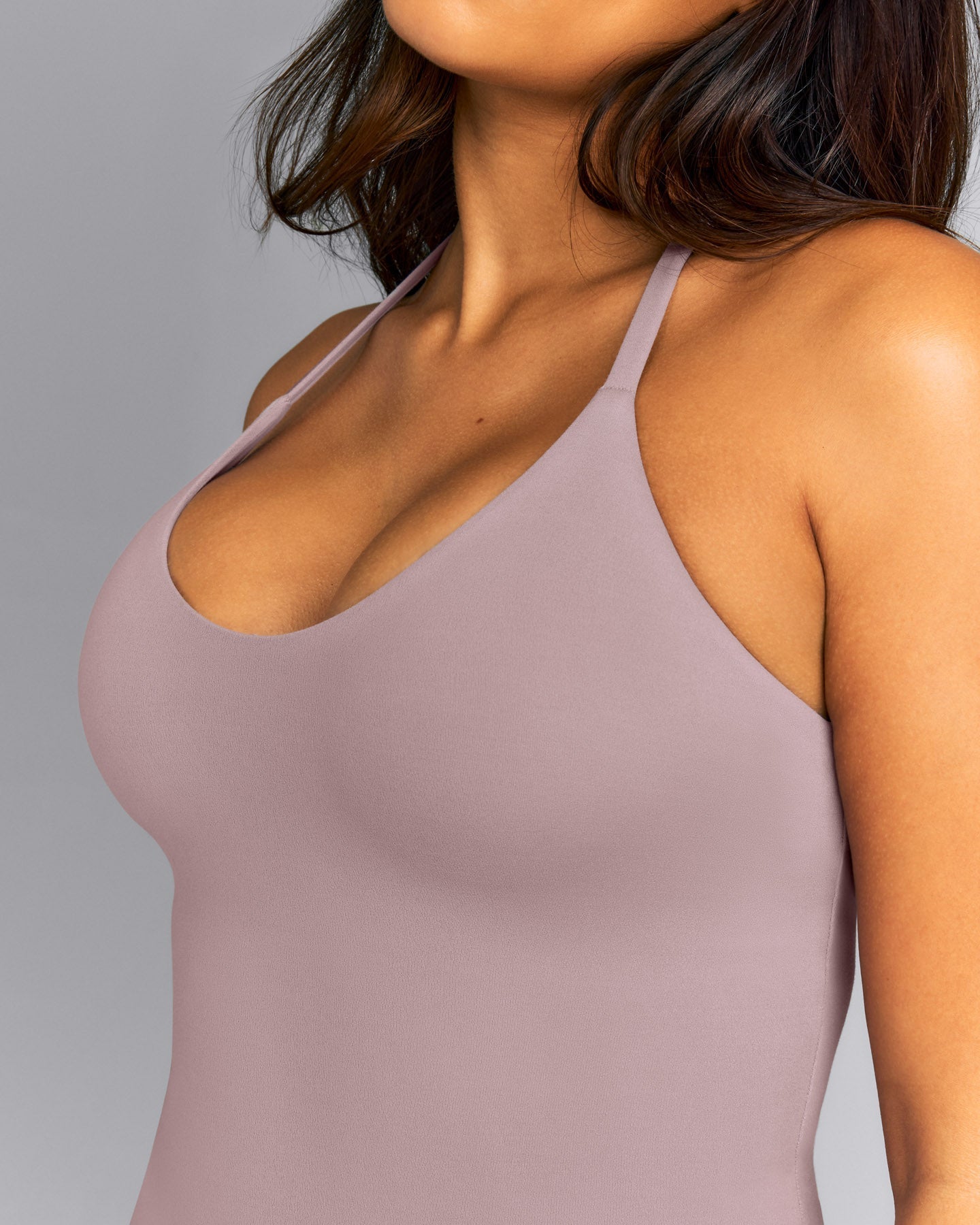 SoftMotion™ Strappy Halter Neck Tank Top with Built in Bra Shelf New Branding | Dusty Purple