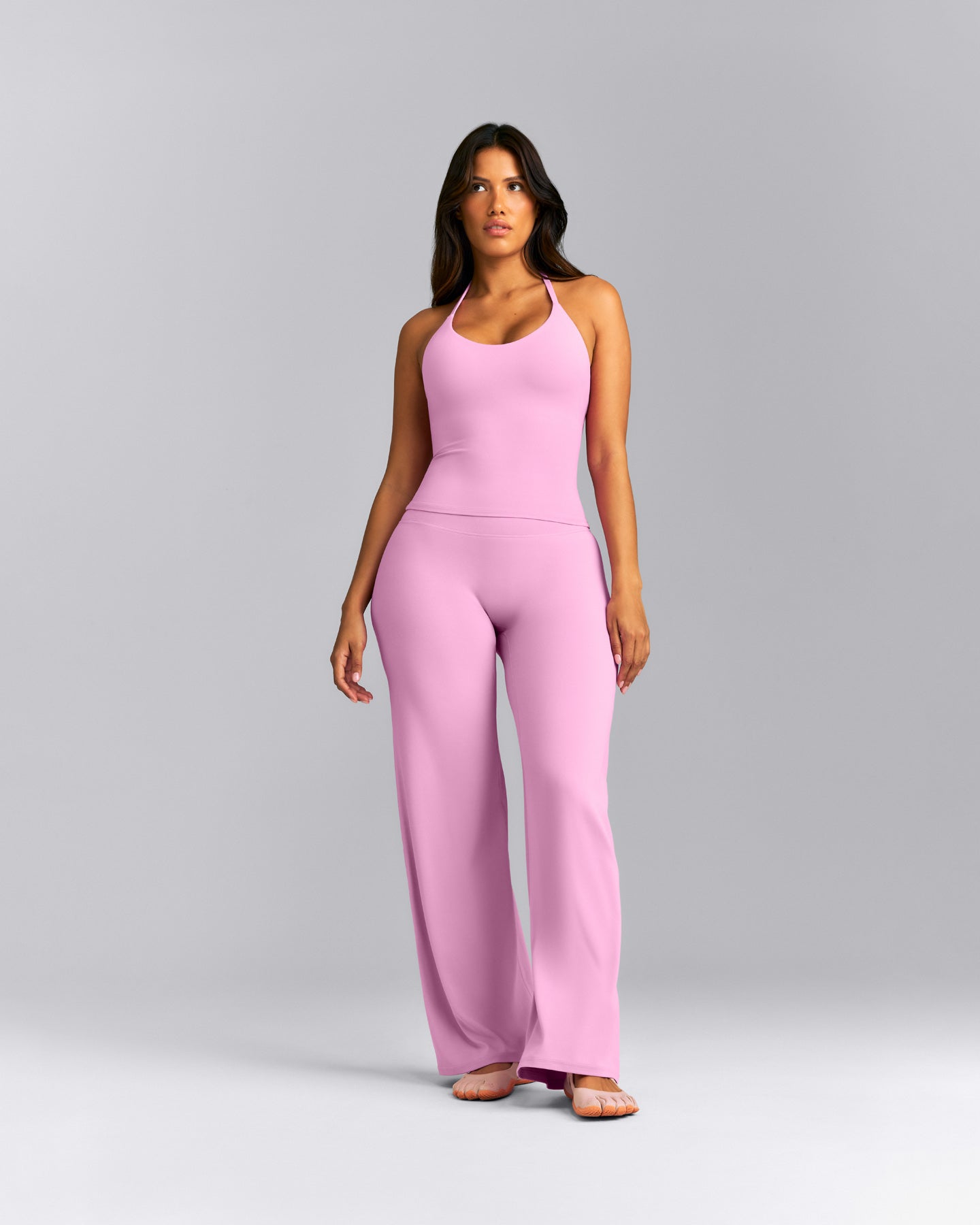 SoftMotion™ Strappy Halter Neck Tank Top with Built in Bra Shelf New Branding | Rose Pink