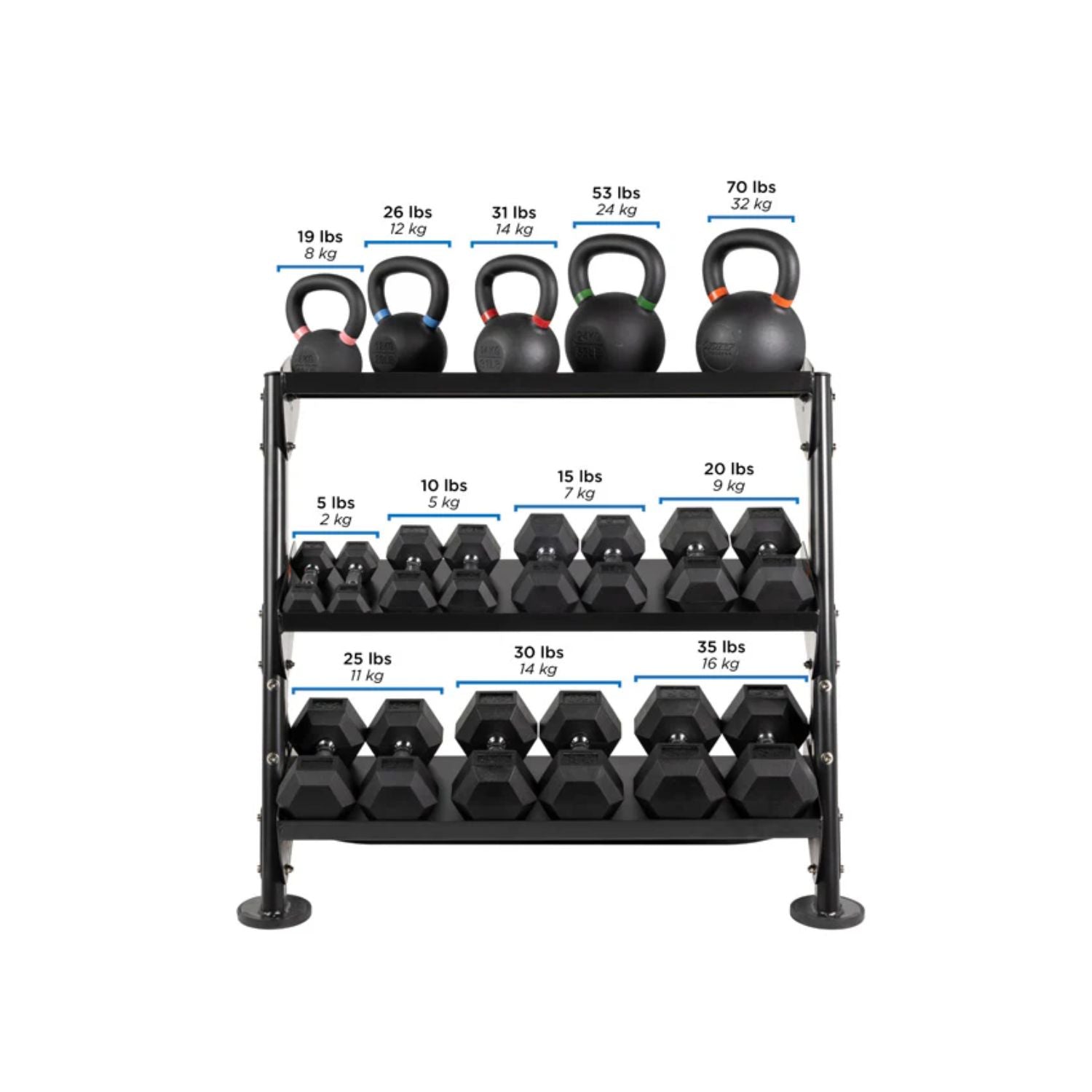 36" Horizontal Dumbbell Rack