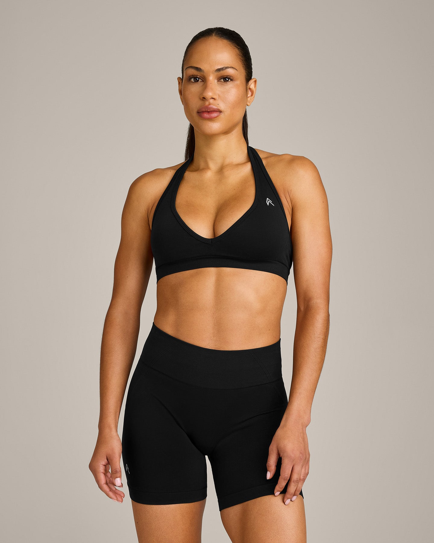 EffortlessLift™ Seamless Halter Neck Sports Bra New Branding | Black