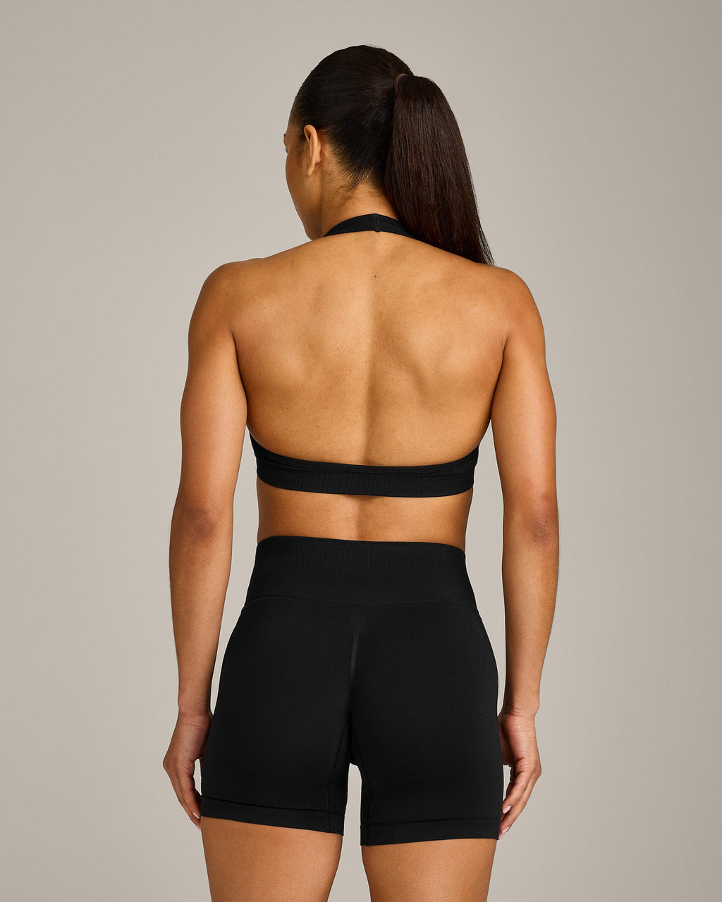 EffortlessLift™ Seamless Halter Neck Sports Bra New Branding | Black