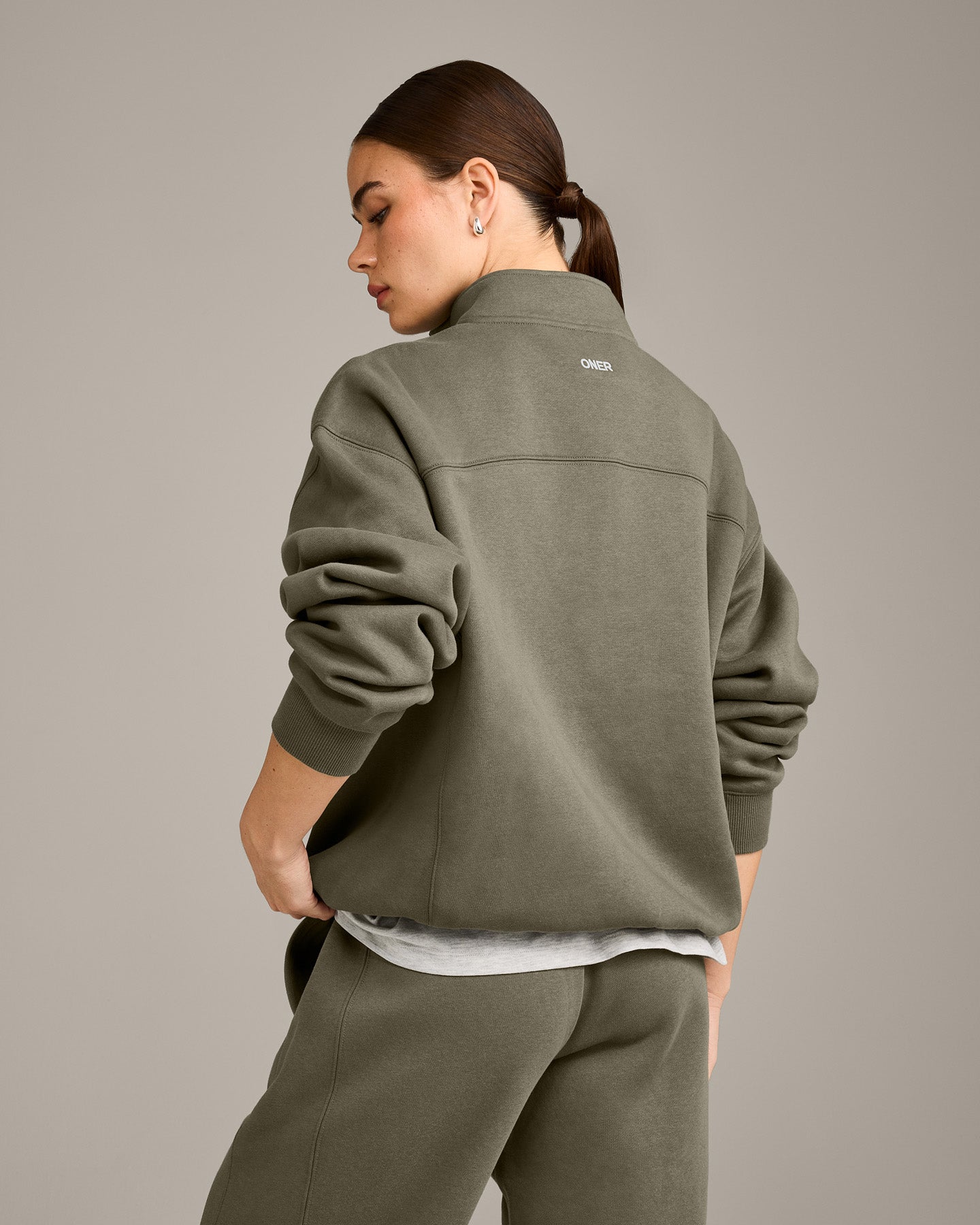 Foundations Cosy 1/4 Zip Sweatshirt | Alpine Green