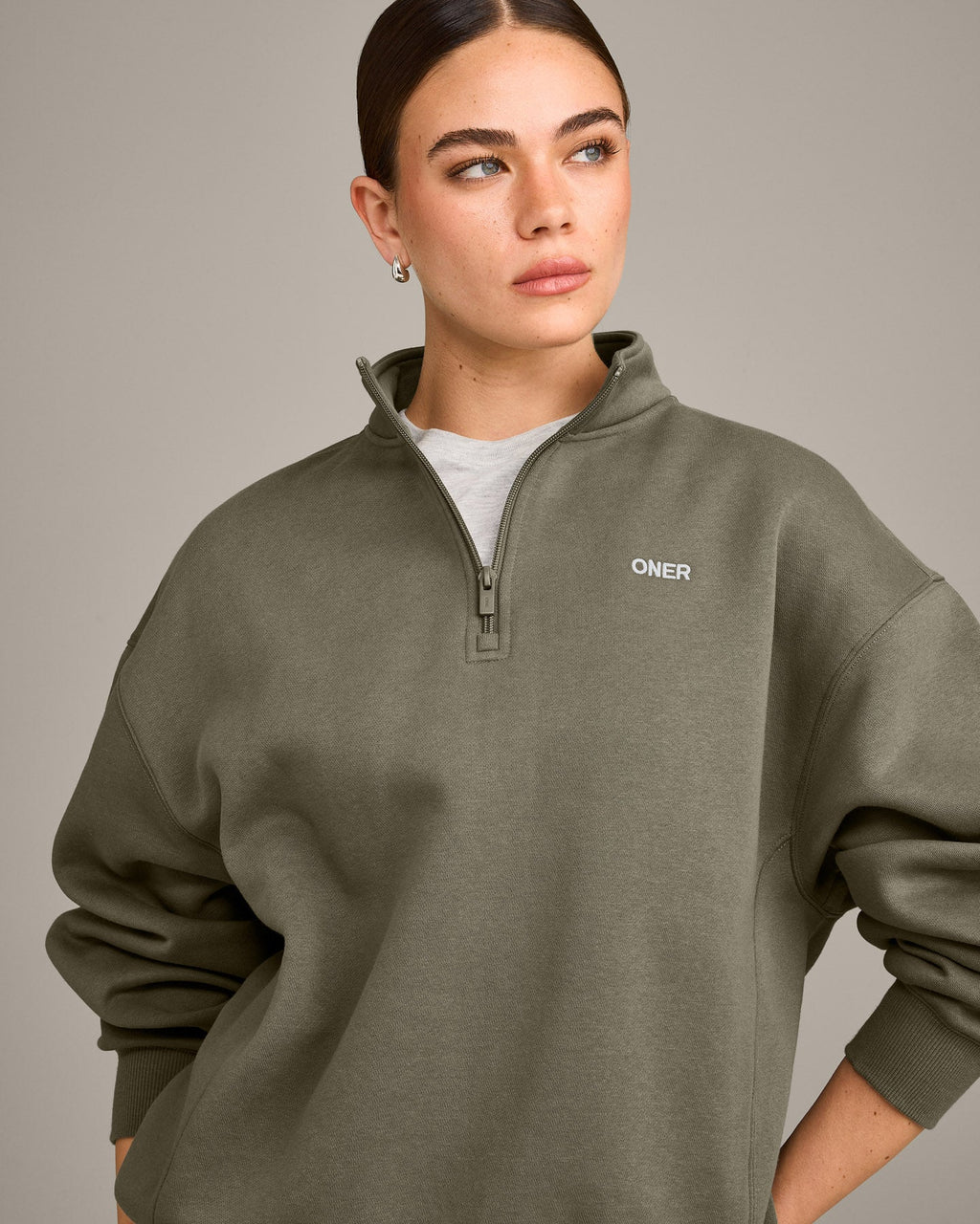 Foundations Cosy 1/4 Zip Sweatshirt | Alpine Green