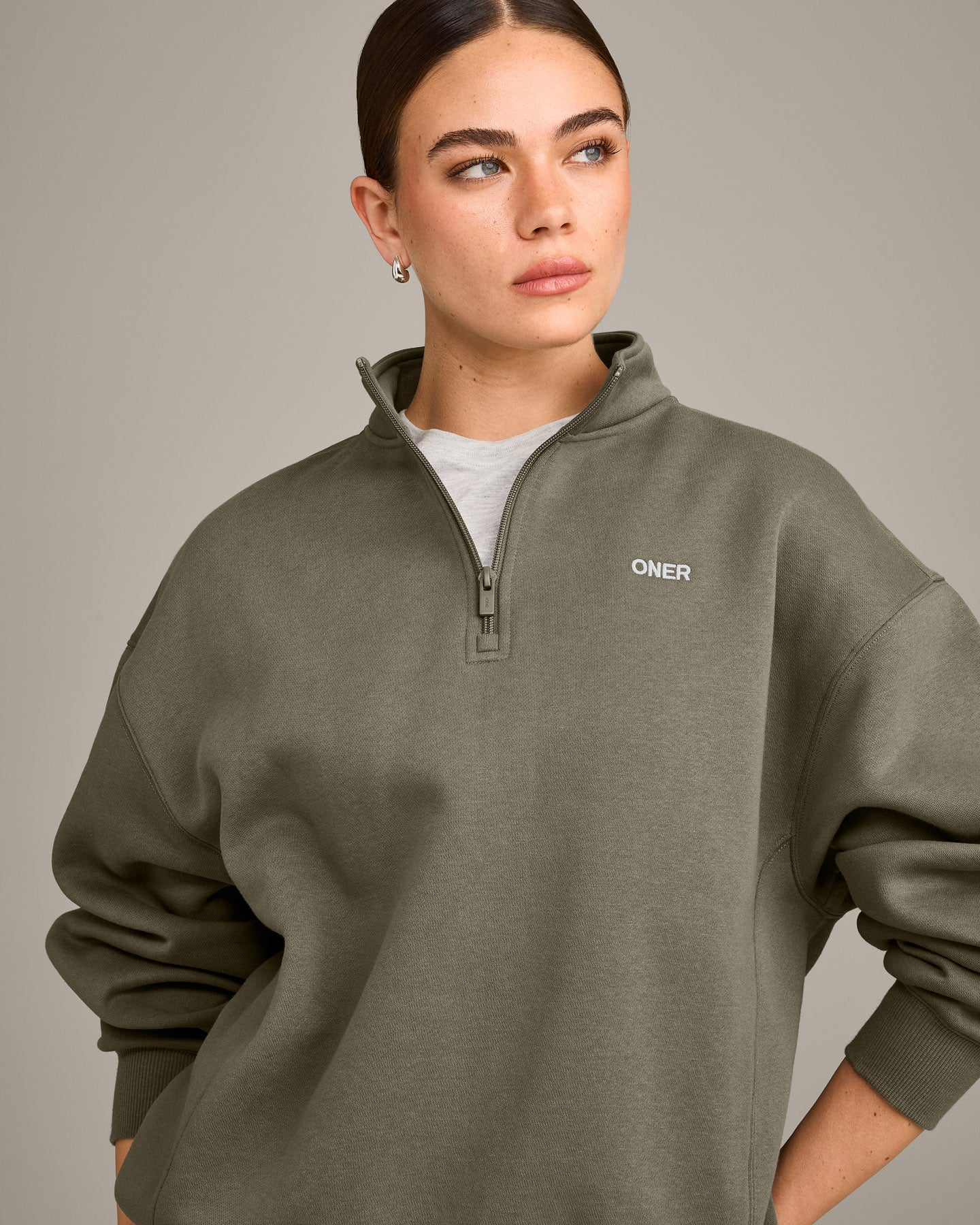 Foundations Cosy 1/4 Zip Sweatshirt | Alpine Green