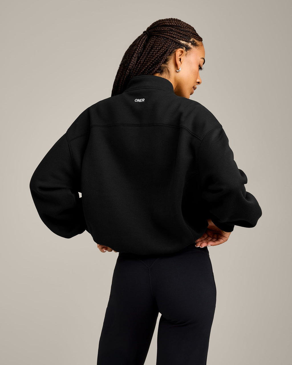 Foundations Cosy 1/4 Zip Sweatshirt | Black
