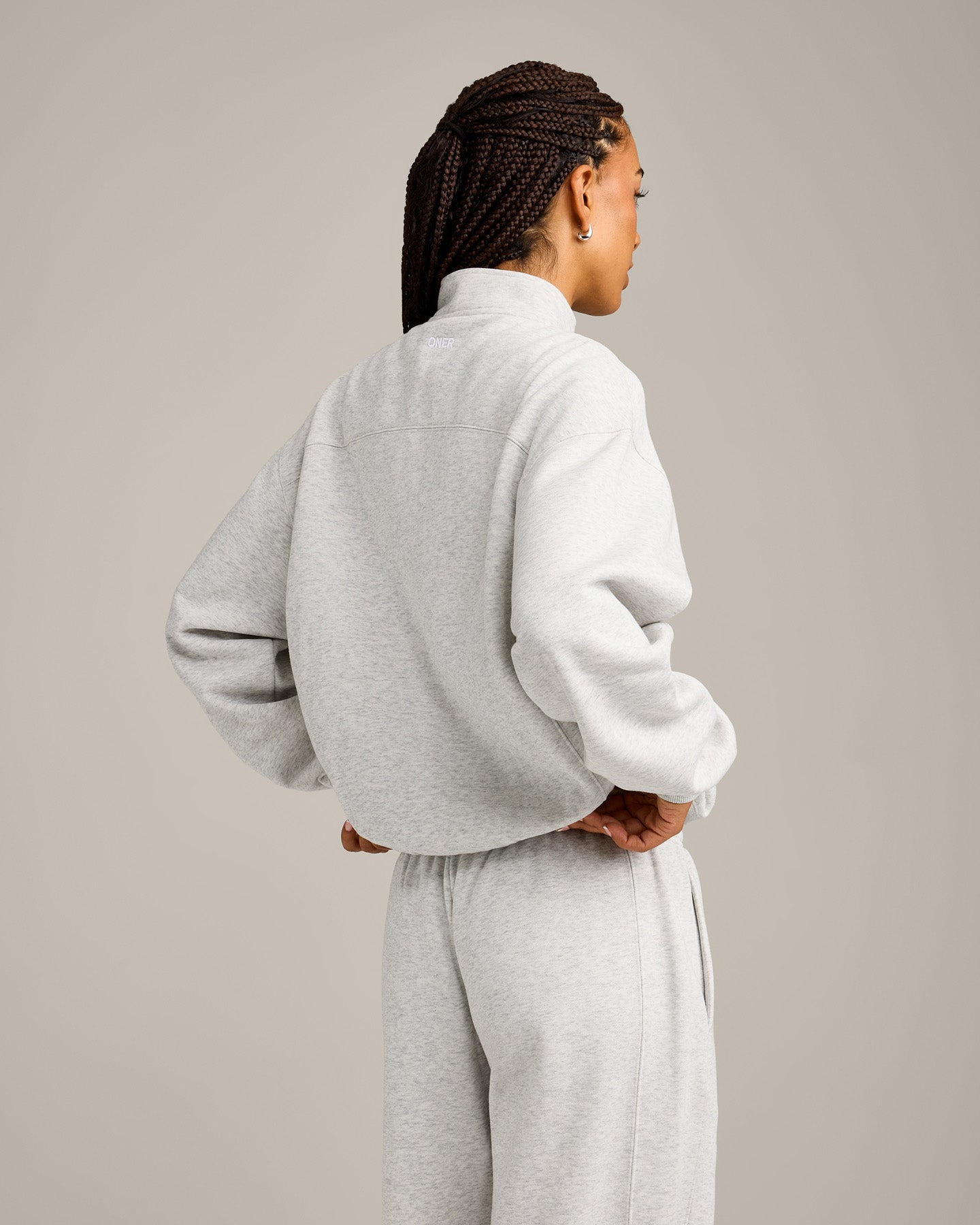 Foundations Cosy 1/4 Zip Sweatshirt | Light Gray Marl