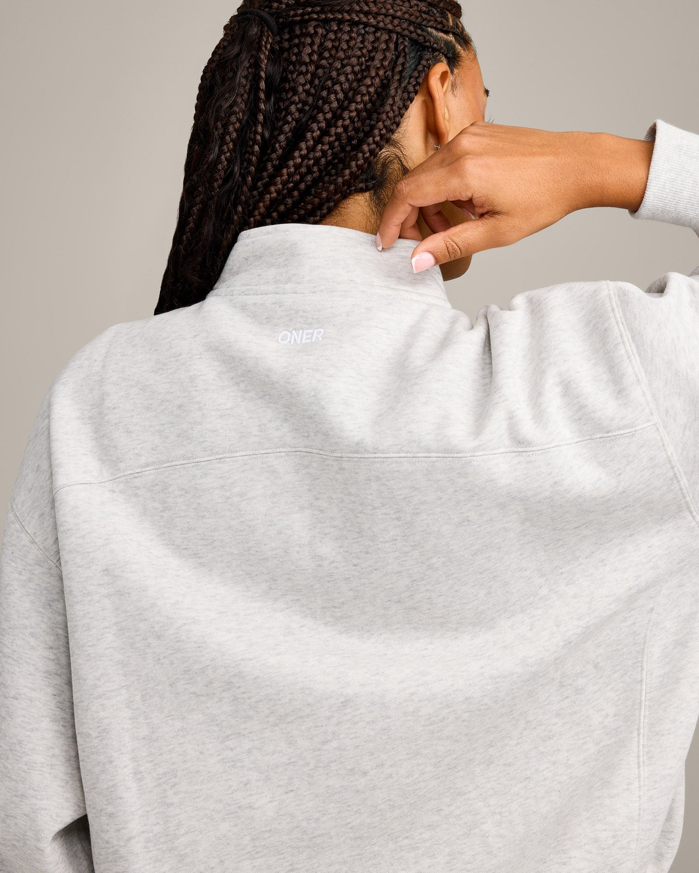 Foundations Cosy 1/4 Zip Sweatshirt | Light Gray Marl