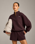 Foundations Cosy 1/4 Zip Sweatshirt | Plum Brown