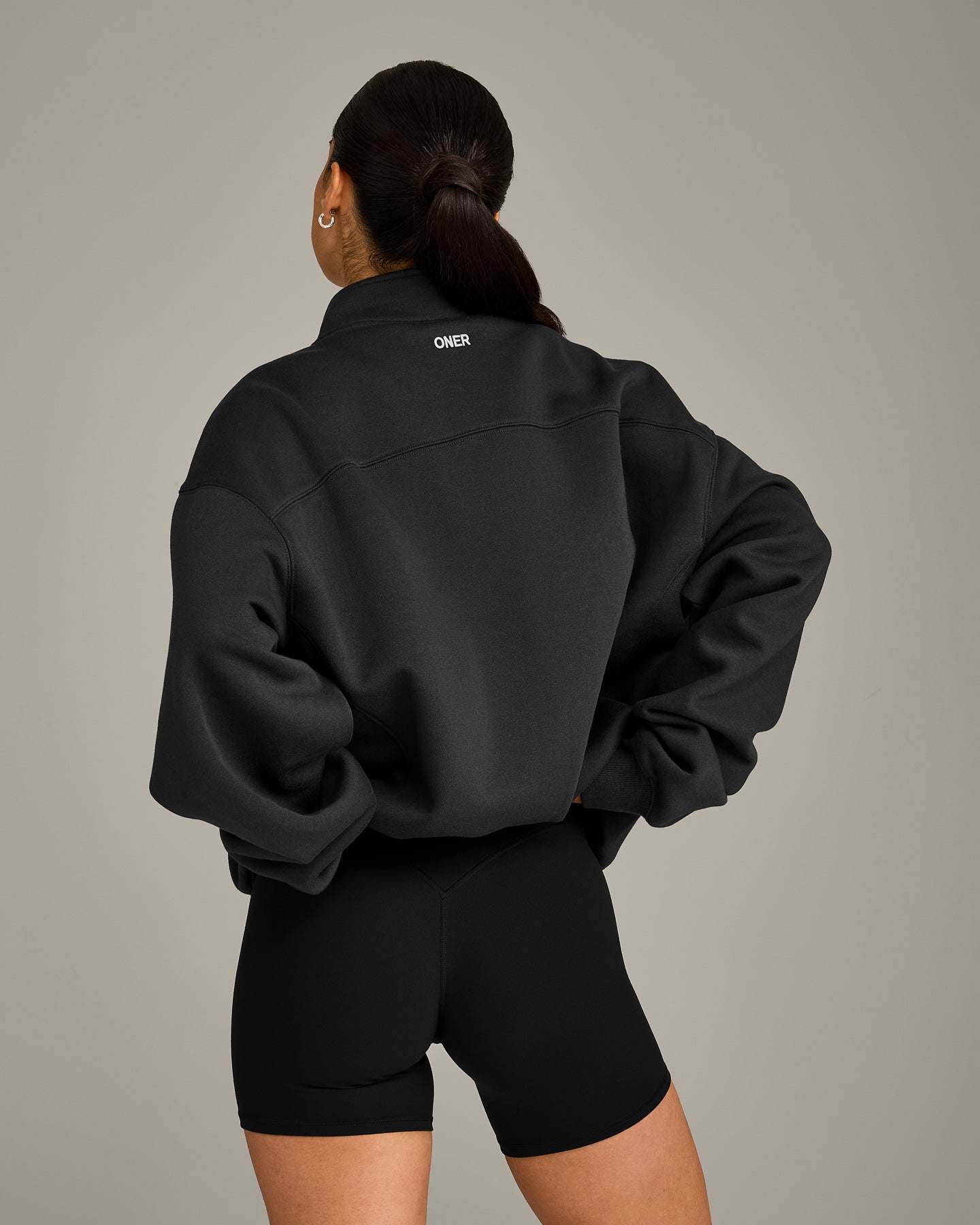 Foundations Cosy 1/4 Zip Sweatshirt | Soft Black