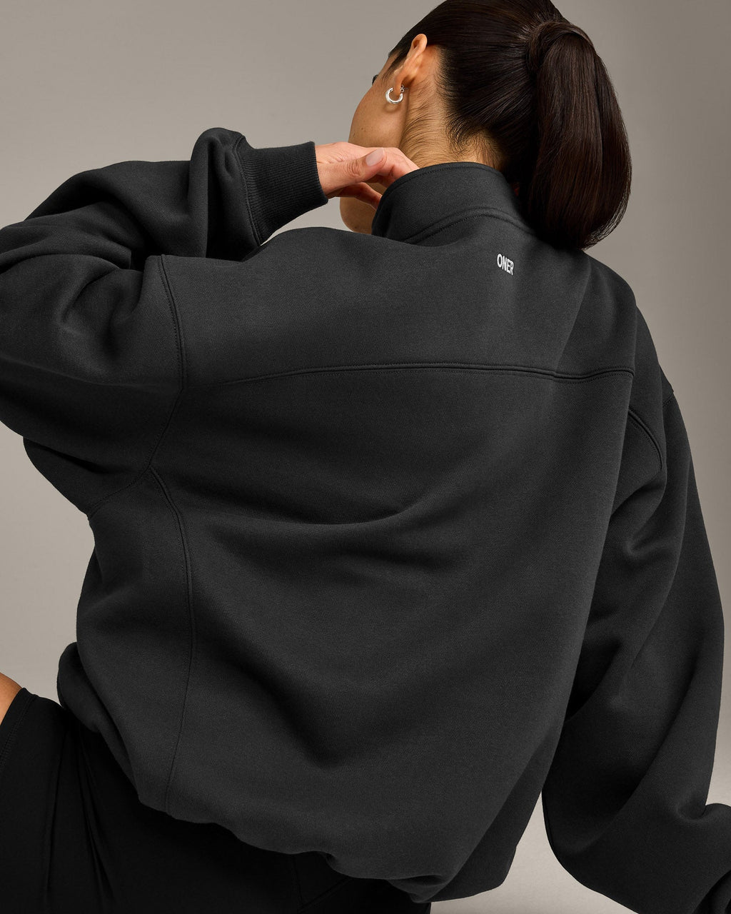 Foundations Cosy 1/4 Zip Sweatshirt | Soft Black