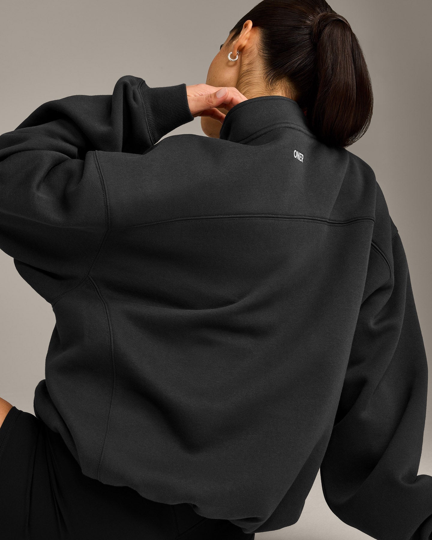 Foundations Cosy 1/4 Zip Sweatshirt | Soft Black