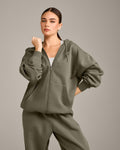 Foundations Cosy Oversized Zip Up Hoodie | Alpine Green