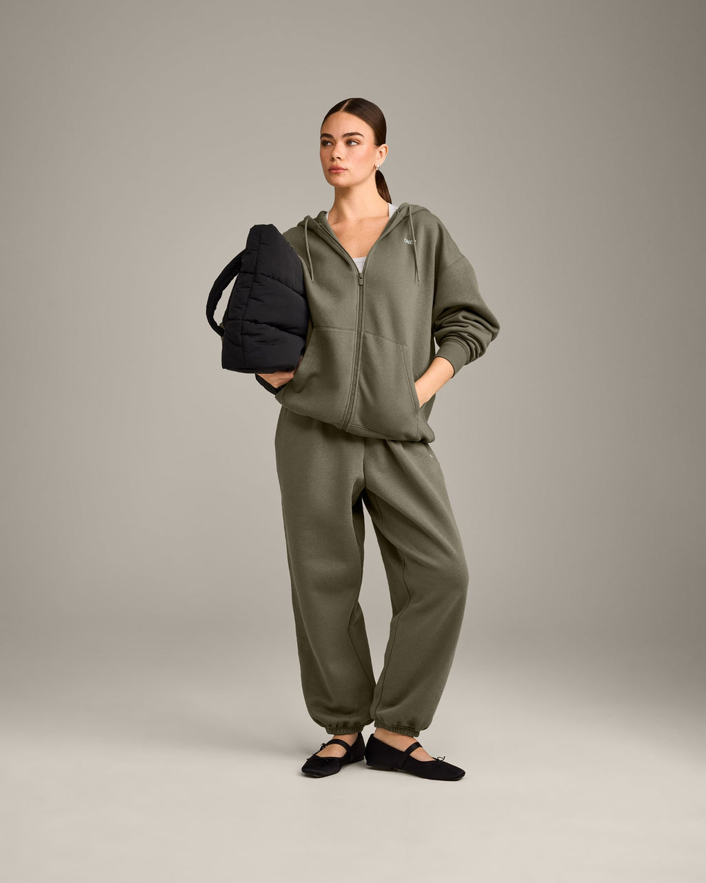 Foundations Cosy Oversized Zip Up Hoodie | Alpine Green