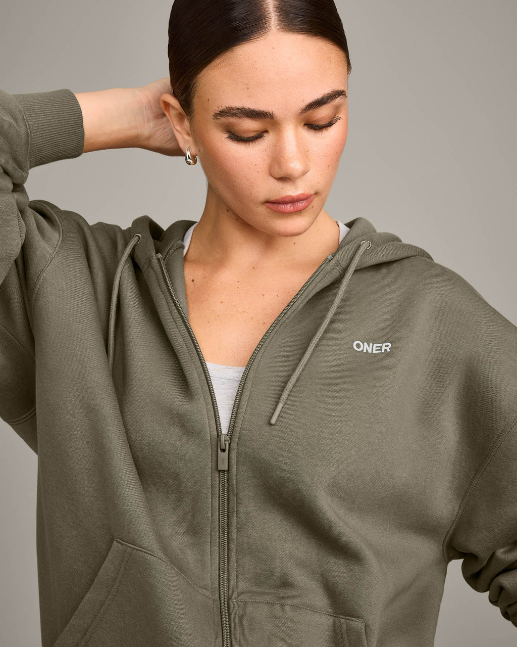 Foundations Cosy Oversized Zip Up Hoodie | Alpine Green