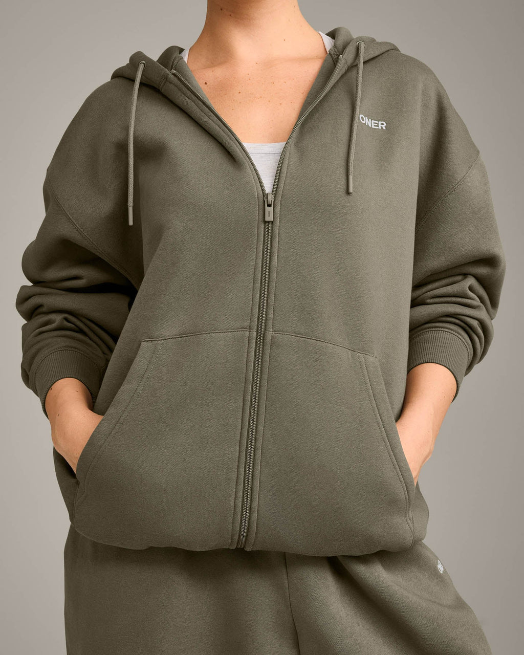 Foundations Cosy Oversized Zip Up Hoodie | Alpine Green