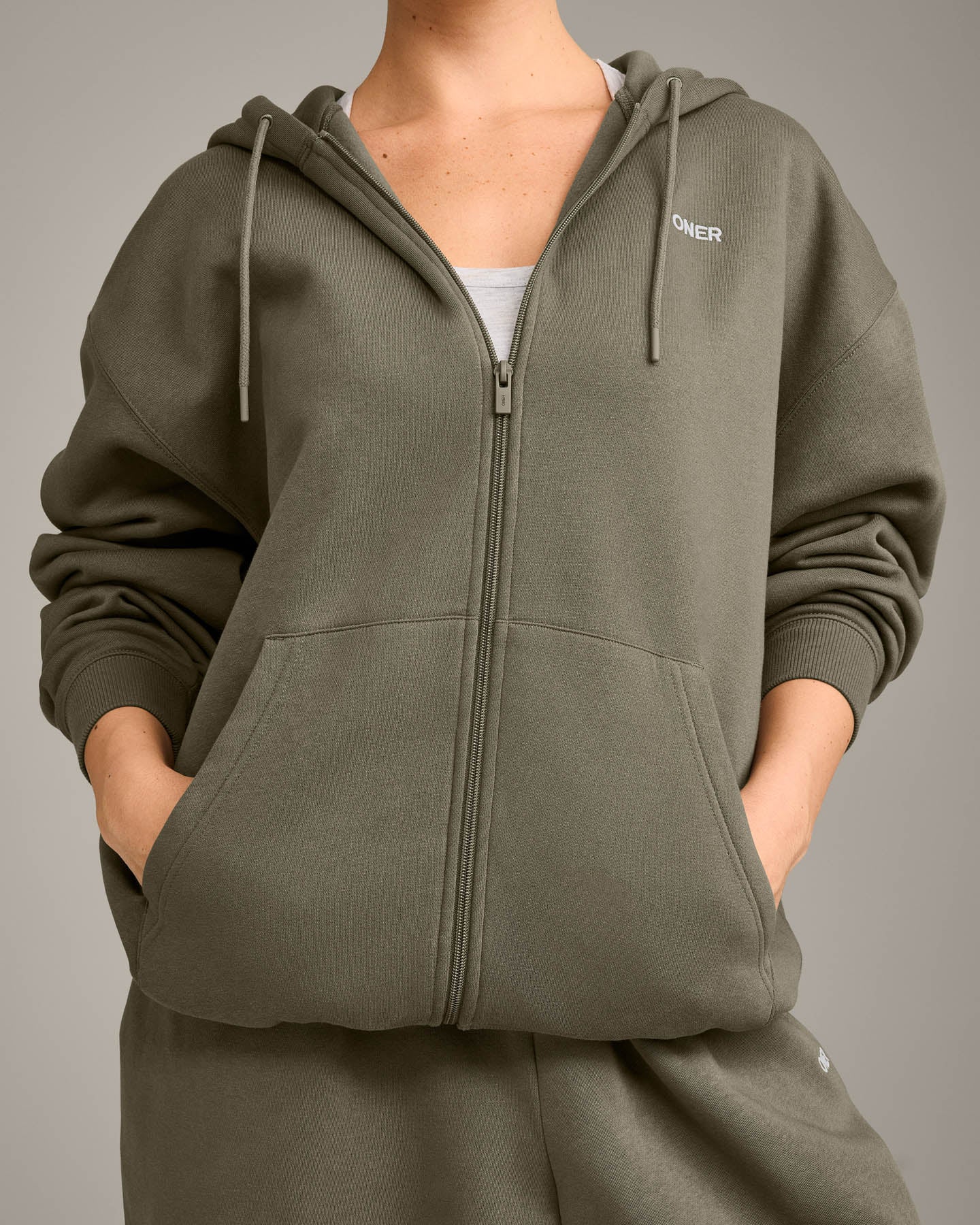 Foundations Cosy Oversized Zip Up Hoodie | Alpine Green