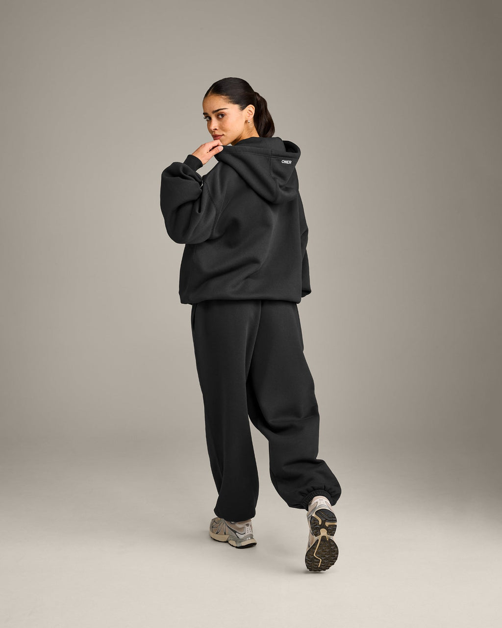 Foundations Cosy Oversized Zip Up Hoodie | Soft Black