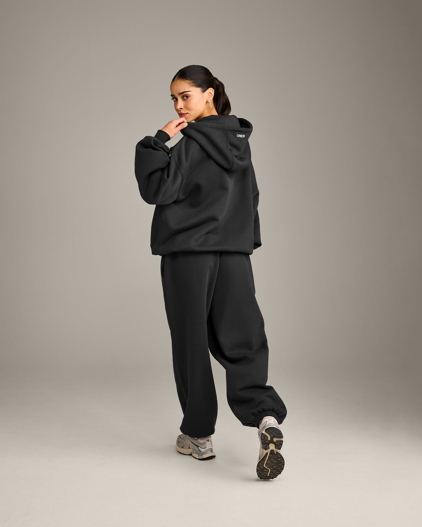 Foundations Cosy Oversized Zip Up Hoodie | Soft Black