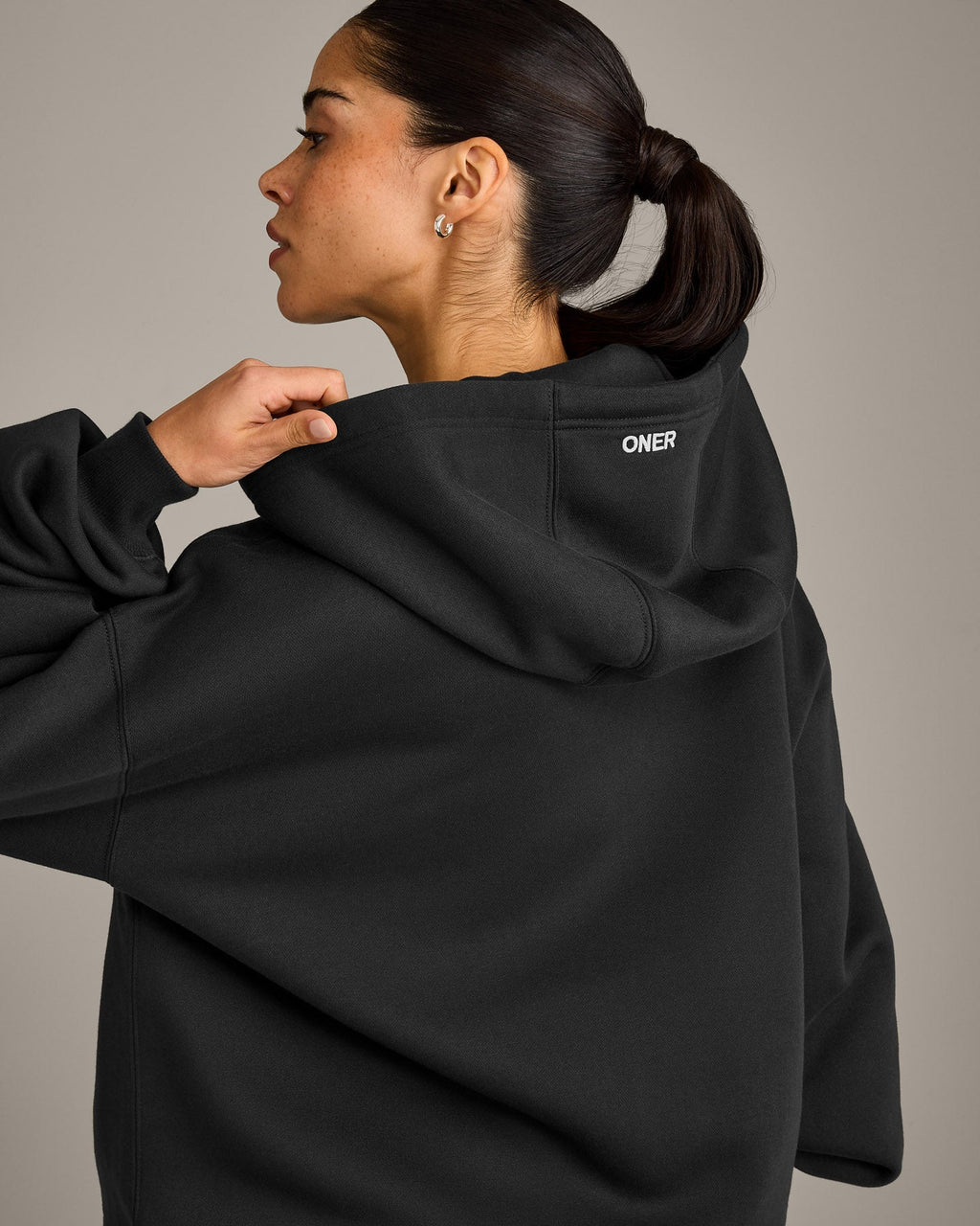 Foundations Cosy Oversized Zip Up Hoodie | Soft Black