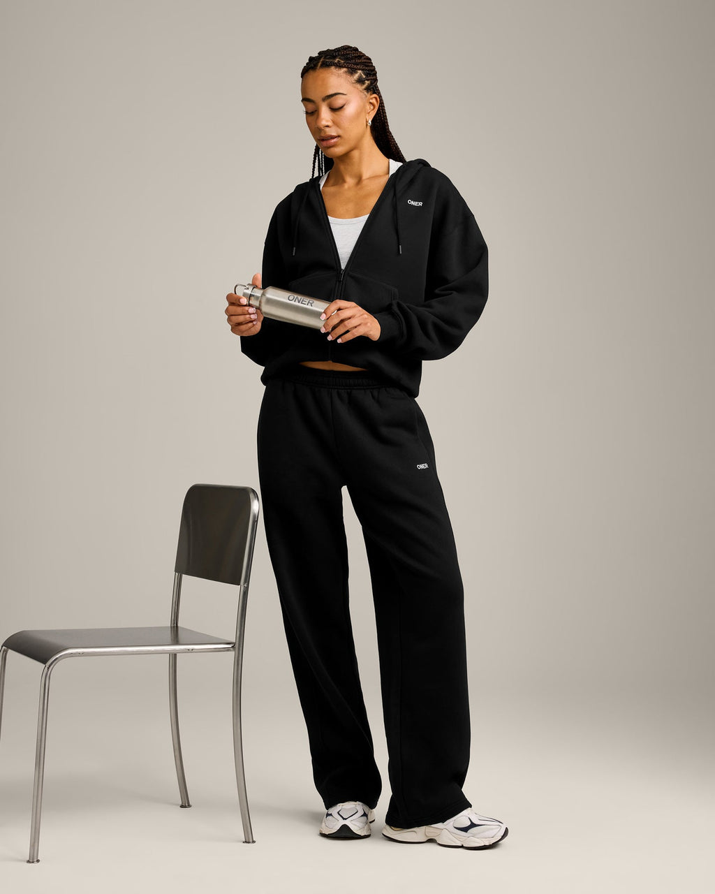 Foundations Cosy Zip Up Hoodie | Black