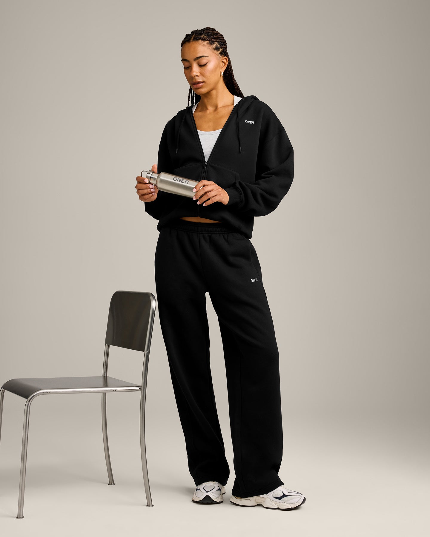 Foundations Cosy Zip Up Hoodie | Black