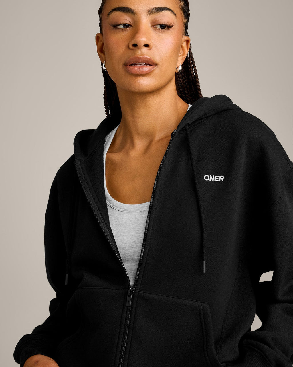 Foundations Cosy Zip Up Hoodie | Black