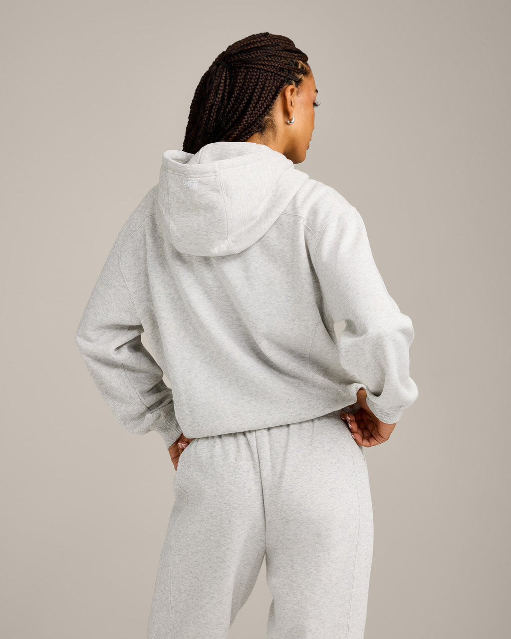 Foundations Cosy Zip Up Hoodie | Light Gray Marl