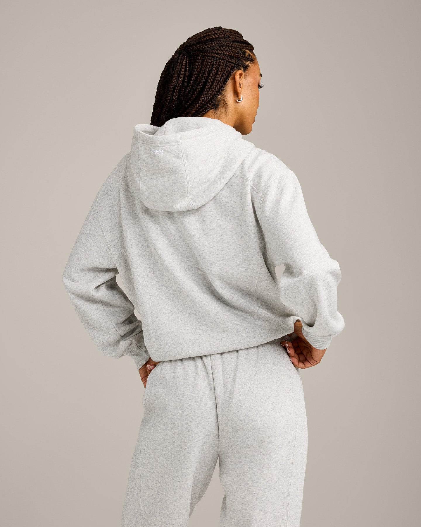 Foundations Cosy Zip Up Hoodie | Light Gray Marl