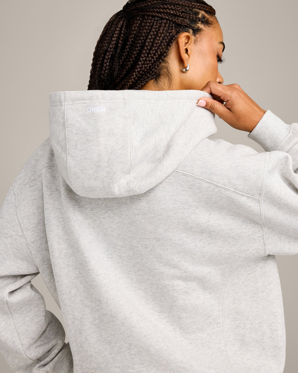 Foundations Cosy Zip Up Hoodie | Light Gray Marl