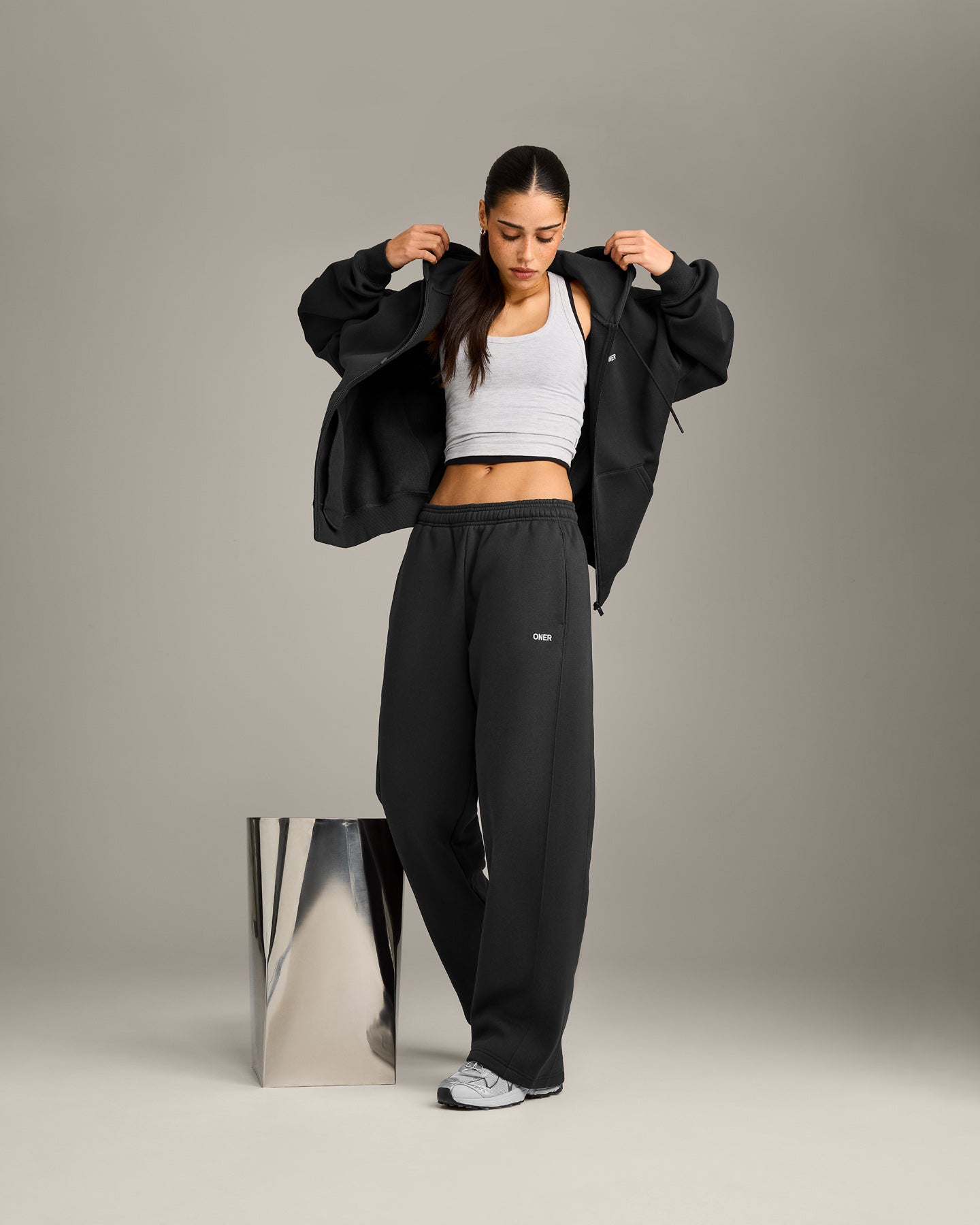 Foundations Cosy Zip Up Hoodie | Soft Black