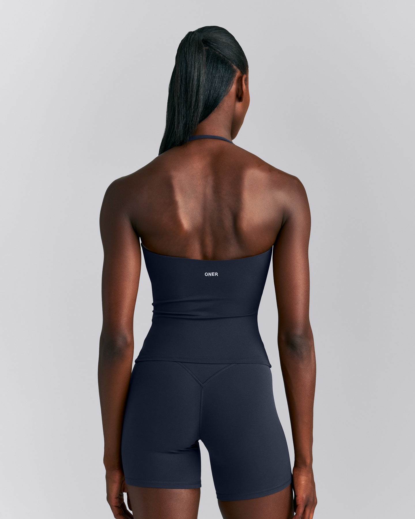 SoftMotion™ Strappy Halter Neck Tank Top with Built in Bra Shelf New Branding | True Blue