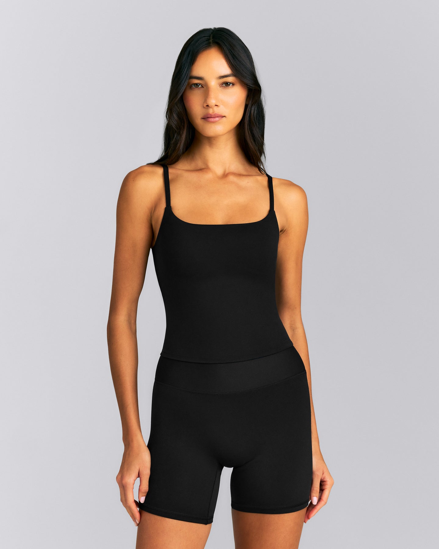 SoftMotion™ Strappy Tank Top with Built in Bra Shelf New Branding | Black