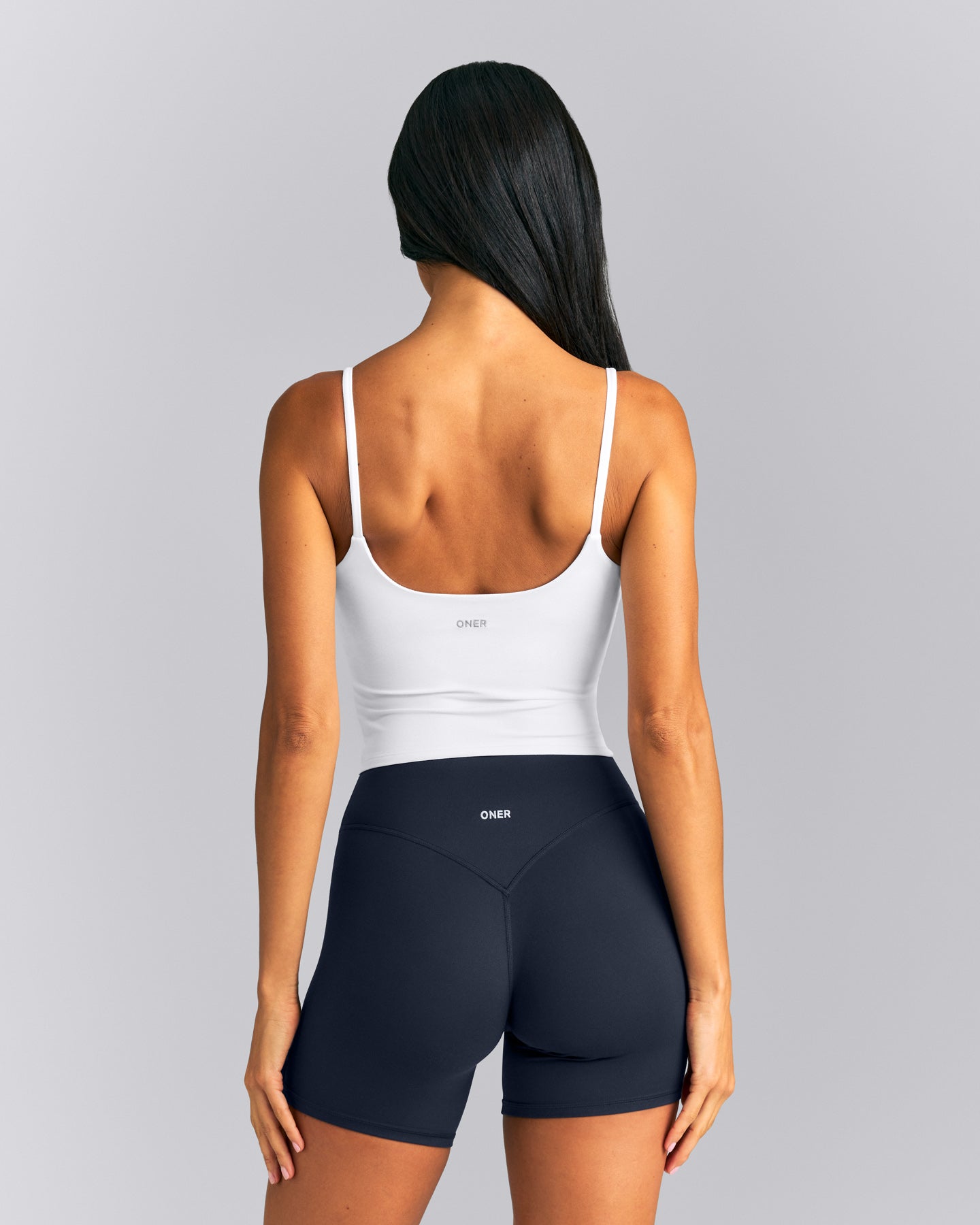 SoftMotion™ Strappy Mid Tank Top with Built in Bra Shelf New Branding | White