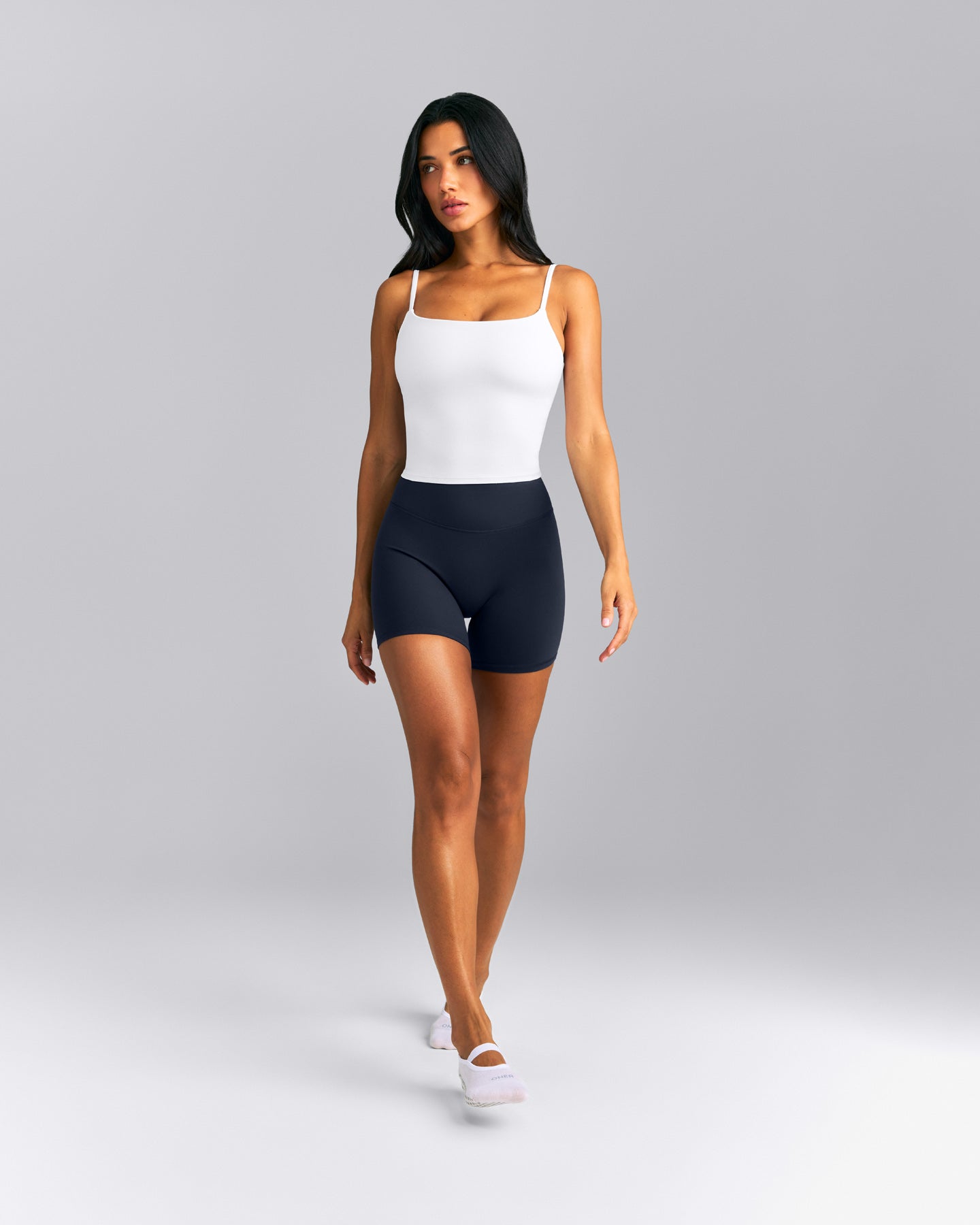 SoftMotion™ Strappy Mid Tank Top with Built in Bra Shelf New Branding | White