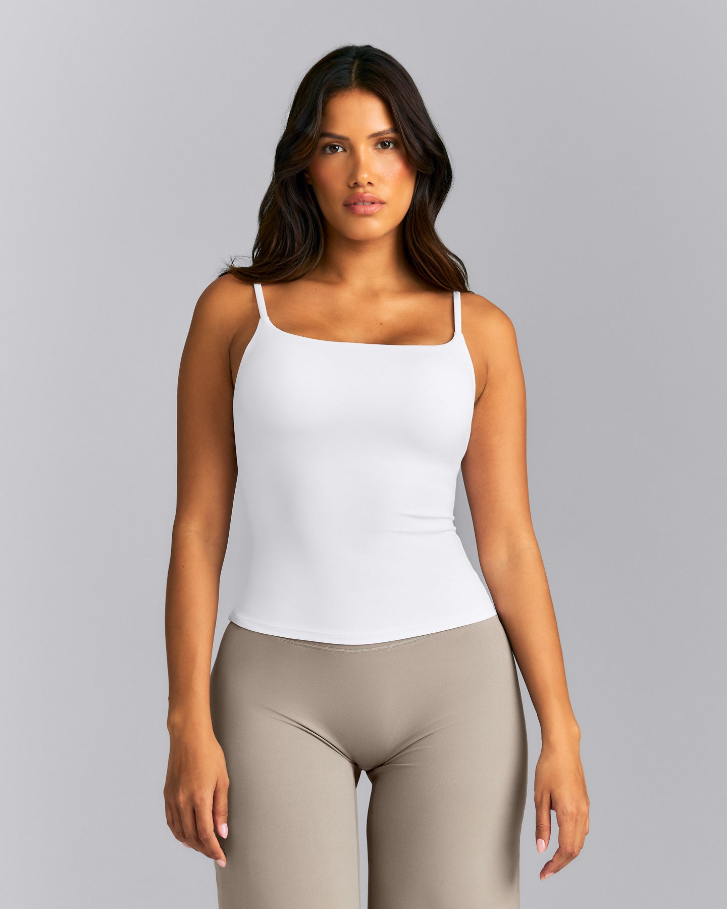 SoftMotion™ Strappy Tank Top with Built in Bra Shelf New Branding | White