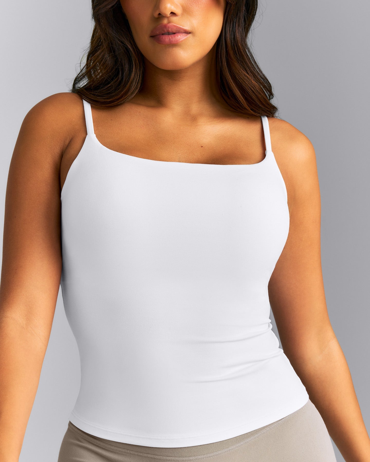 SoftMotion™ Strappy Tank Top with Built in Bra Shelf New Branding | White