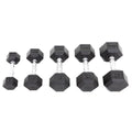Rubber Hex Dumbbell with Chrome Contoured Grip