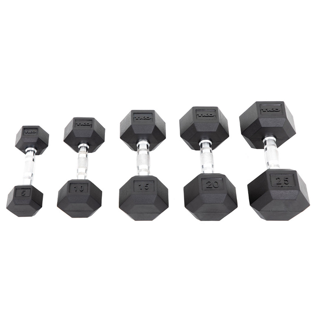 Rubber Hex Dumbbell with Chrome Contoured Grip