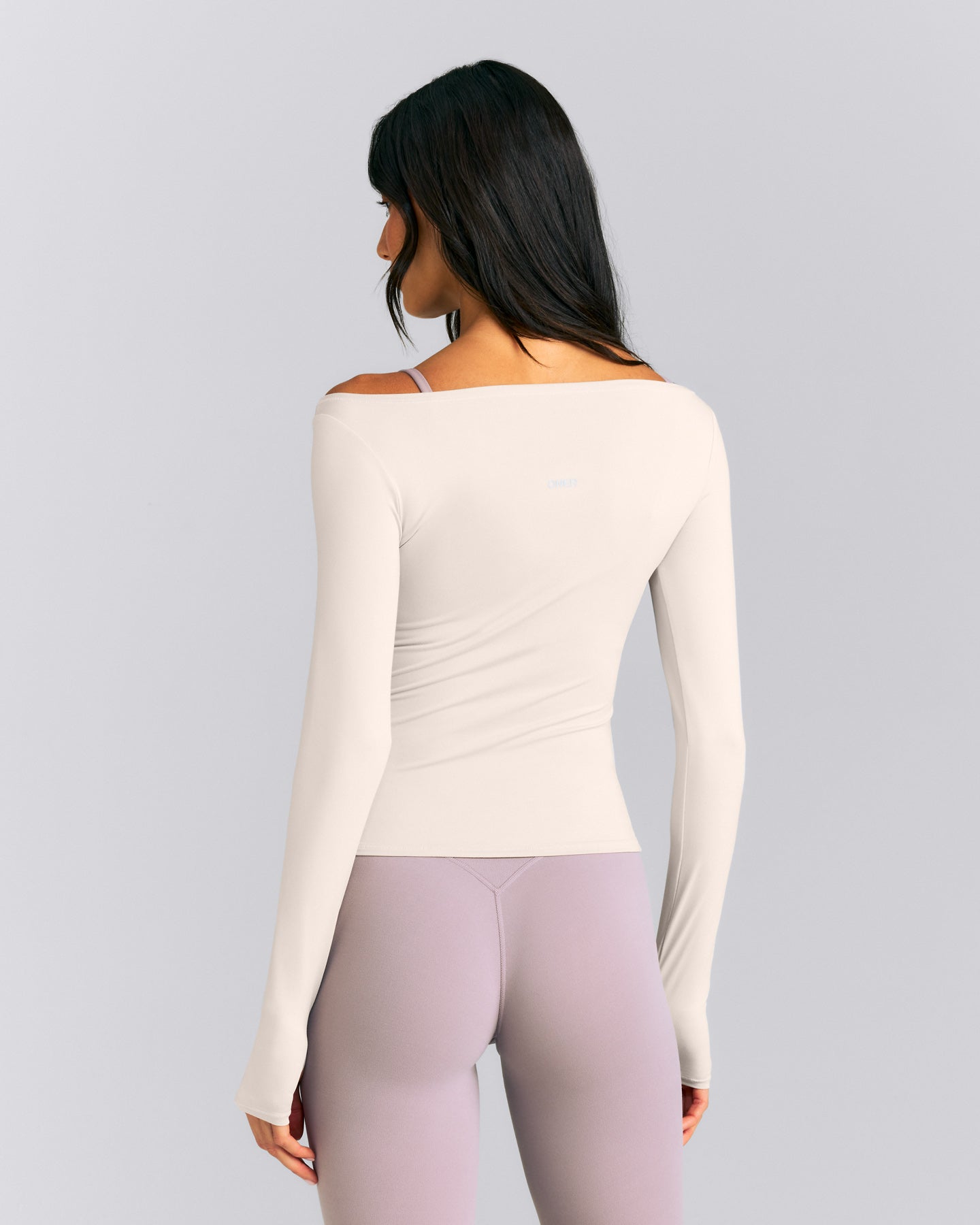 FormeSoft™ Fitted Off-The-Shoulder Long Sleeve Top | Sand