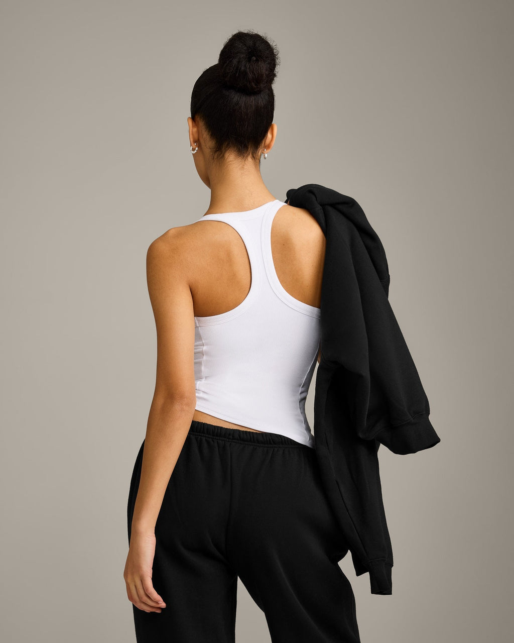 Mellow™ Rib Racer Back Tank Top with Built in Bra Shelf | White