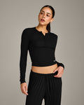 Oner At Home Night Button Down Long Sleeve Top | Black