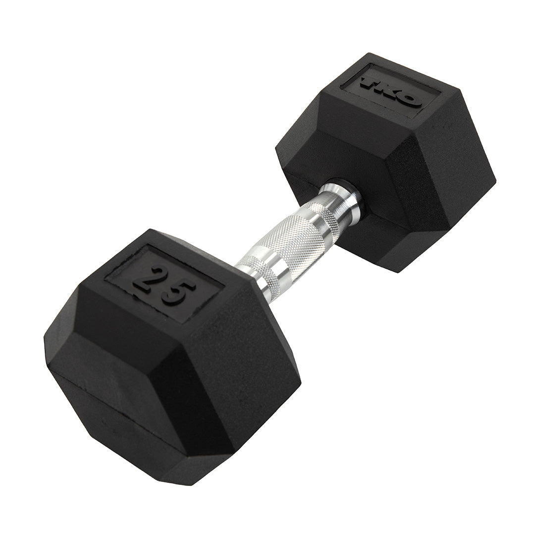 Rubber Hex Dumbbell with Chrome Contoured Grip